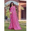 Pink coloured georgette saree with digital printed blouse