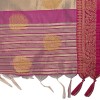 Off-white coloured exclusive handloom double zari linen silk weaved saree