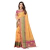 Orange coloured exclusive handloom double zari linen silk weaved saree