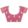 Coral pink coloured exclusive handloom double zari linen silk weaved saree