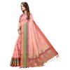 Pink coloured exclusive handloom double zari linen silk weaved saree