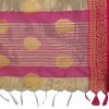 Mint-green coloured exclusive handloom double zari linen silk weaved saree