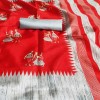 Khadisilk material red colour kalamkari printed saree