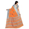 Khadisilk material orange colour kalamkari printed saree