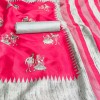 Khadisilk material pink colour kalamkari printed saree