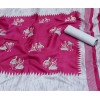 Khadisilk material magenta colour kalamkari printed saree