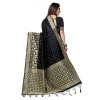Black coloured powerloom weaved banarasi silk saree with  golden weaved pallu  & contrast tassels made with finest silk