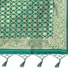 Turquoise coloured powerloom weaved banarasi silk saree with  golden weaved pallu  & contrast tassels made with finest silk