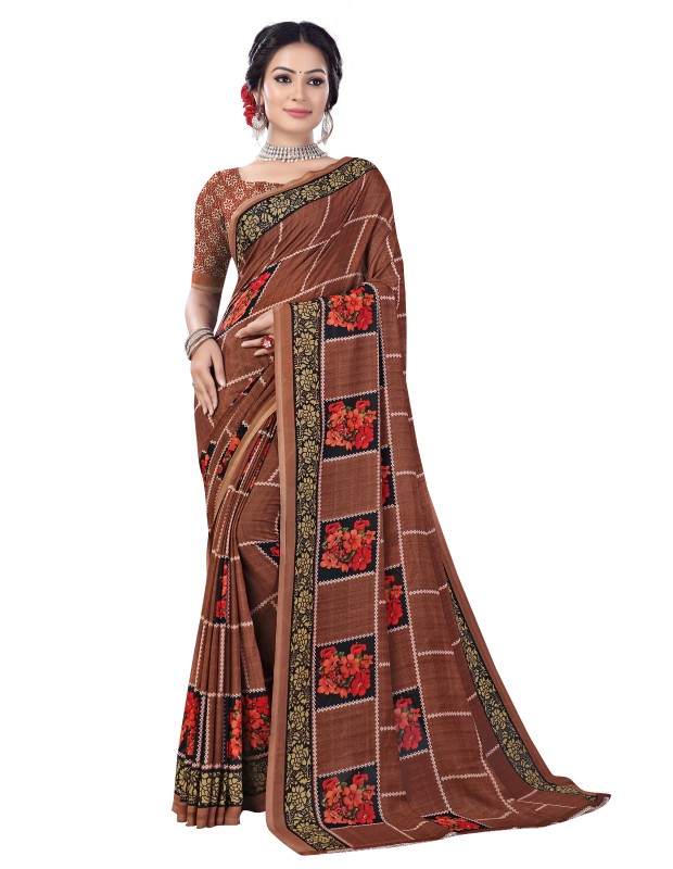 Rekha Maniyar Women's Georgette Saree WithFloral Print And Unstitched Blouse