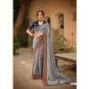 Grey coloured matka silk saree with blouse