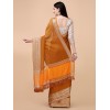 Gold coloured diamond silk bollywood saree with heavy blouse