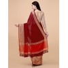 Red coloured diamond silk bollywood saree with heavy blouse