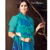 Blue coloured georgette printed saree for women