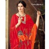 Red coloured georgette printed saree for women
