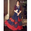 Navyblue coloured georgette printed saree for women