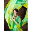 Mint green coloured georgette printed saree for women