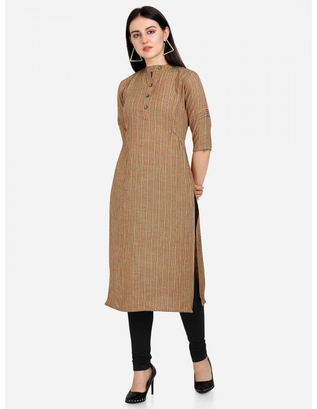Straight stripped woven design kurti