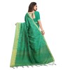 Rama coloured women's banarasi silk mono printed digital saree with woven pallu and tassels  