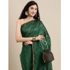 Green coloured foil printed saree with embroidery blouse