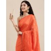 Orange coloured foil printed saree with embroidery blouse