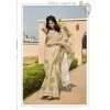 Beige coloured linen material embroidery saree