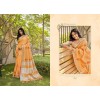 Orange coloured linen material embroidery saree