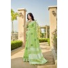 Green coloured linen material embroidery saree