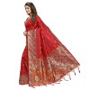 Red coloured womens handloom weaved banarasi silk saree